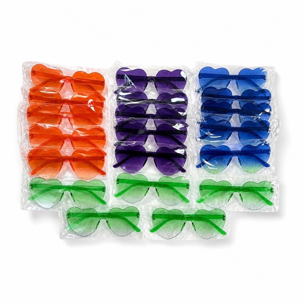 Frienda 20 Pairs Heart-Shaped Rimless Candy Color Unisex‎ Sunglasses for Party